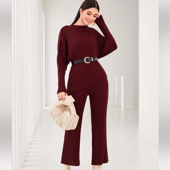 SHEIN Pants - ⭐️ Firm Price ⭐️ EUC Co-ord set Burgundy  large size